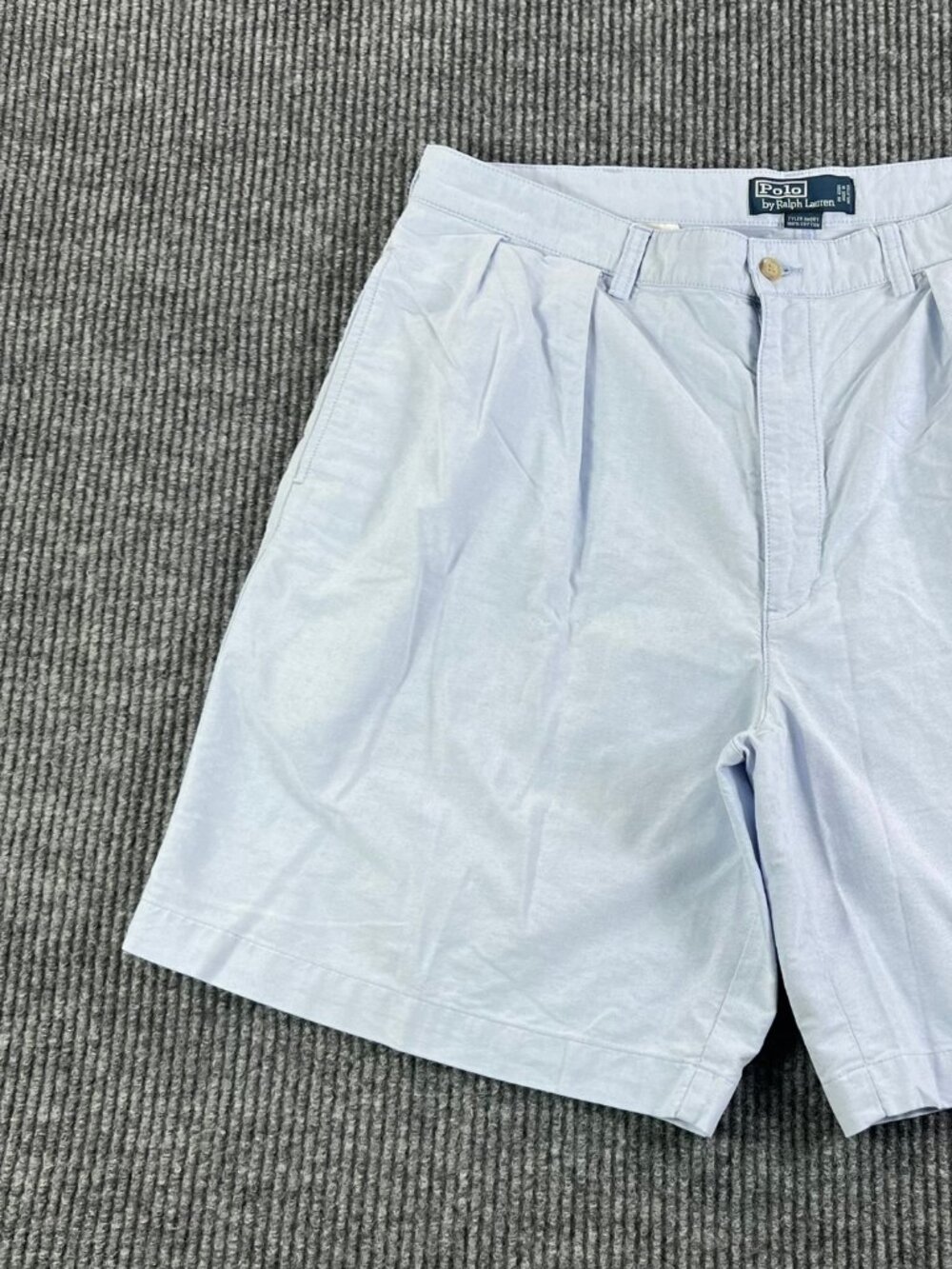 Vintage Polo Ralph Lauren Chino Shorts Men 38 Pleated Cotton Classic Blue Tyler